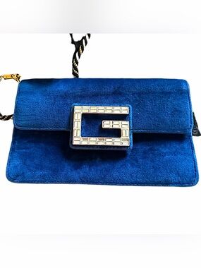 Gucci Blue Velvet G-Clasp Shoulder Clutch